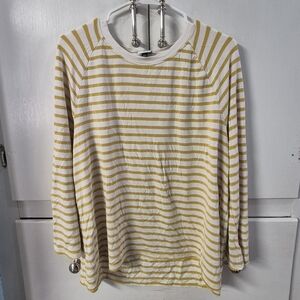 Cabi Womens XL Long Sleeve Soft Light Yellow Dreamer Standard Stripe Knit Top